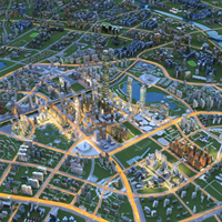 Modern city aerial view 3d model