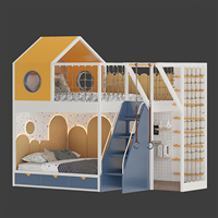 Nordic solid wood bunk bed children_s bed 3D model